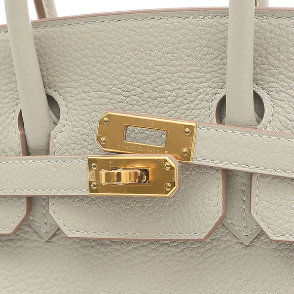 HERMES Birkin 25 Togo grease pearl handbag gold metal fittings B stamp - Picture 3 of 8